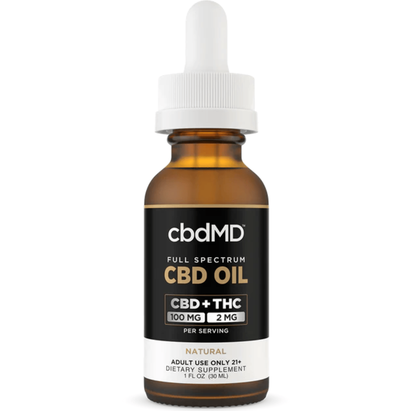 CBDMD CBD Tincture - Full Spectrum 3000mg bottle with white topper on a white background.