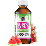 Front of Watermelon Felon THC Syrup bottle with vibrant watermelon-themed design