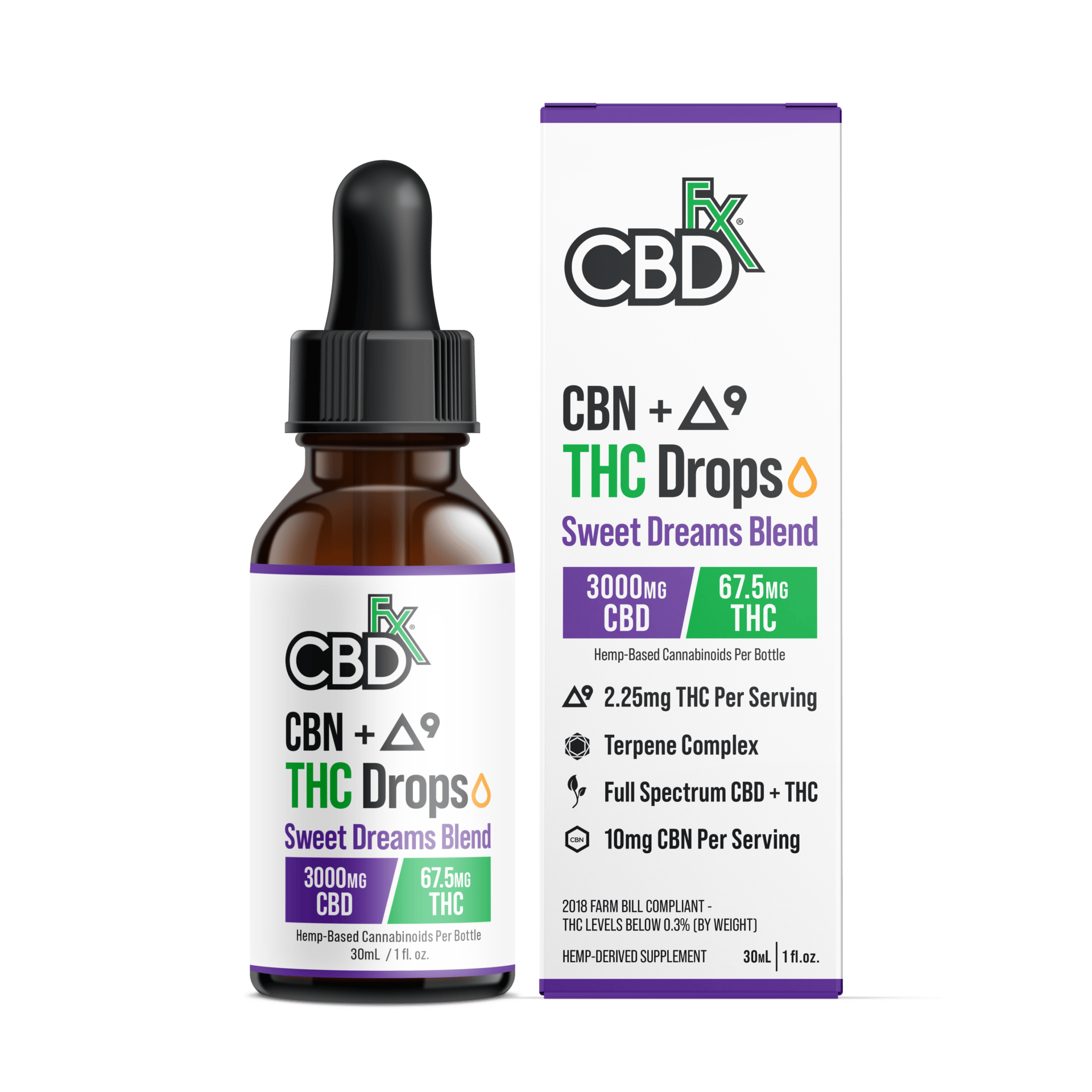 THC Tincture for Sleep | CBDfx 67.5mg THC + 3000mg CBD