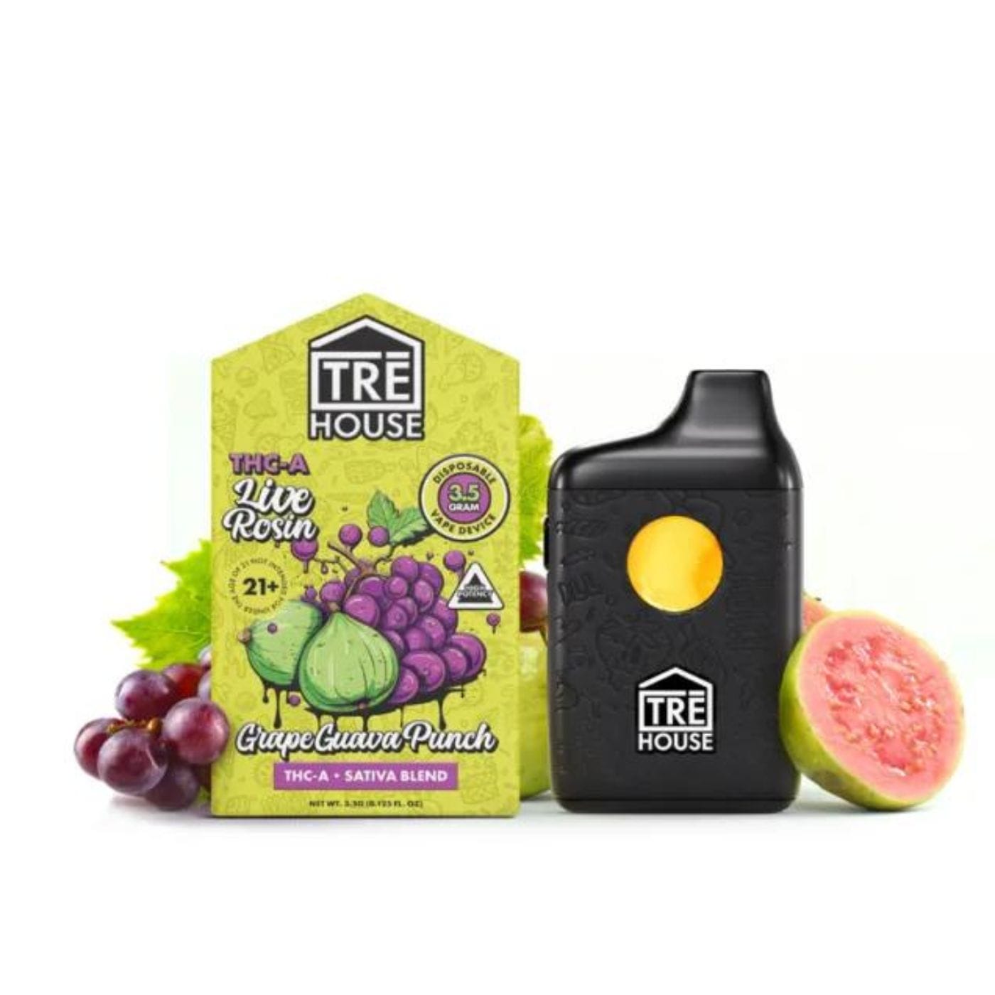 Front of Grape Guava Punch THC Vape with sleek design and tropical grape and guava-inspired details