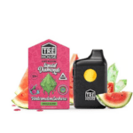 Front of Watermelon Gusherz Liquid Diamonds THC Vape with sleek design and vibrant watermelon-inspired details