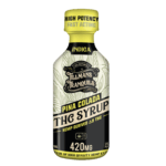 Piña Colada THC Syrup bottle with tropical pineapple and coconut flavor highlights