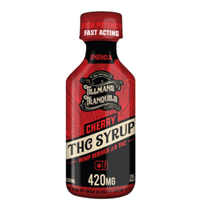 Cherry THC Syrup bottle with bold cherry flavor highlights