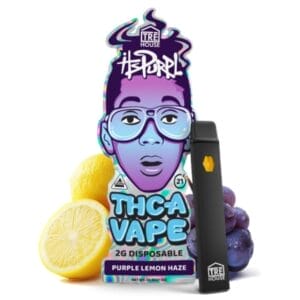 Front of Tre House Lemon Haze THC Vape with sleek design and citrus-inspired details