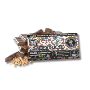 Front of Chocolate Crunch Mushroom Chocolate Bar with rich chocolate and crunch design