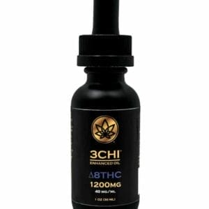 Front of 3CHI 1200mg THC Tincture bottle with sleek design and clear labeling