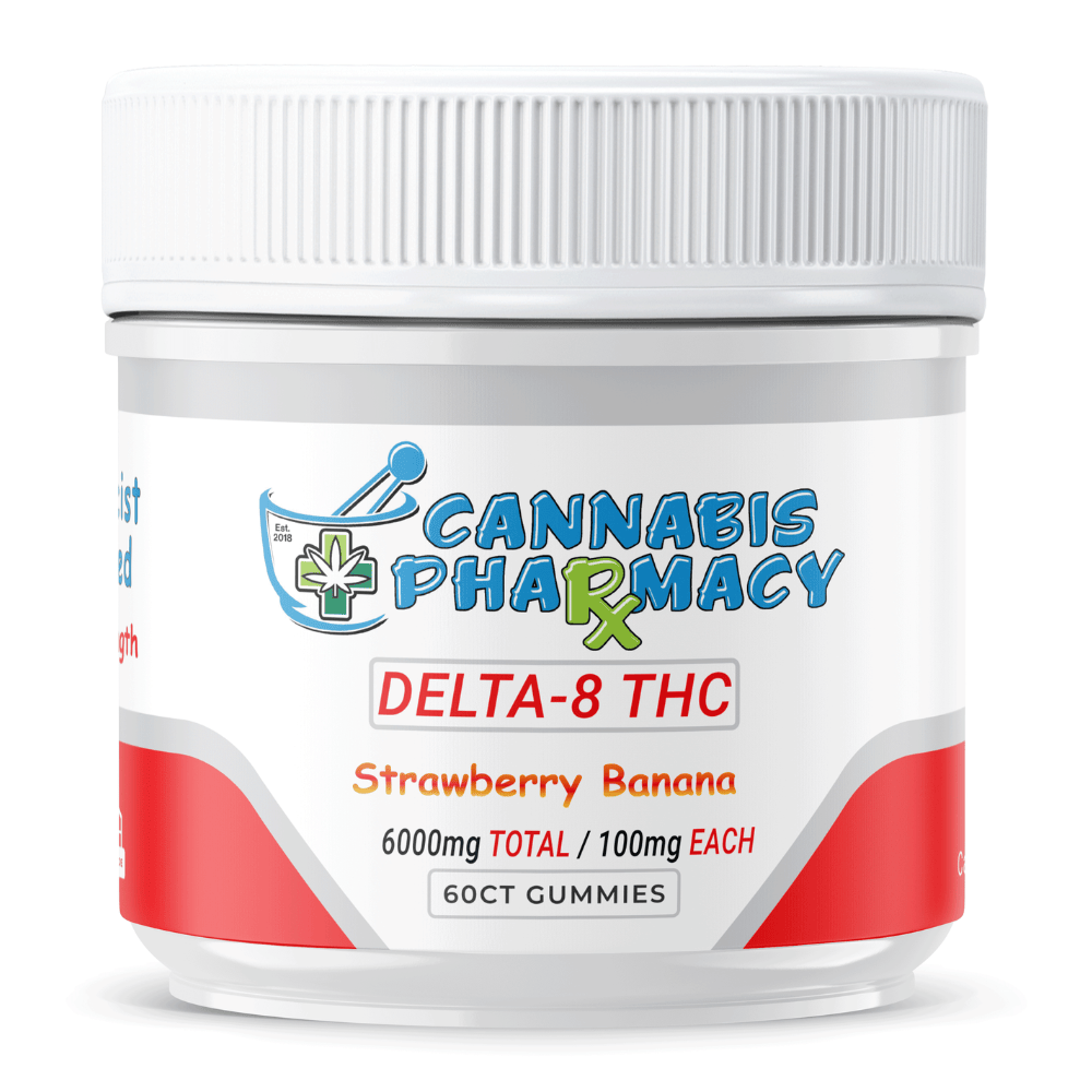 Cannabis Pharmacy Delta-8 THC Gummies | 100mg - Strawberry Banana - 60ct