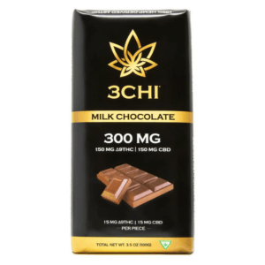 Front of 3CHI 300mg THC Chocolate bar with sleek packaging and premium chocolate-inspired design