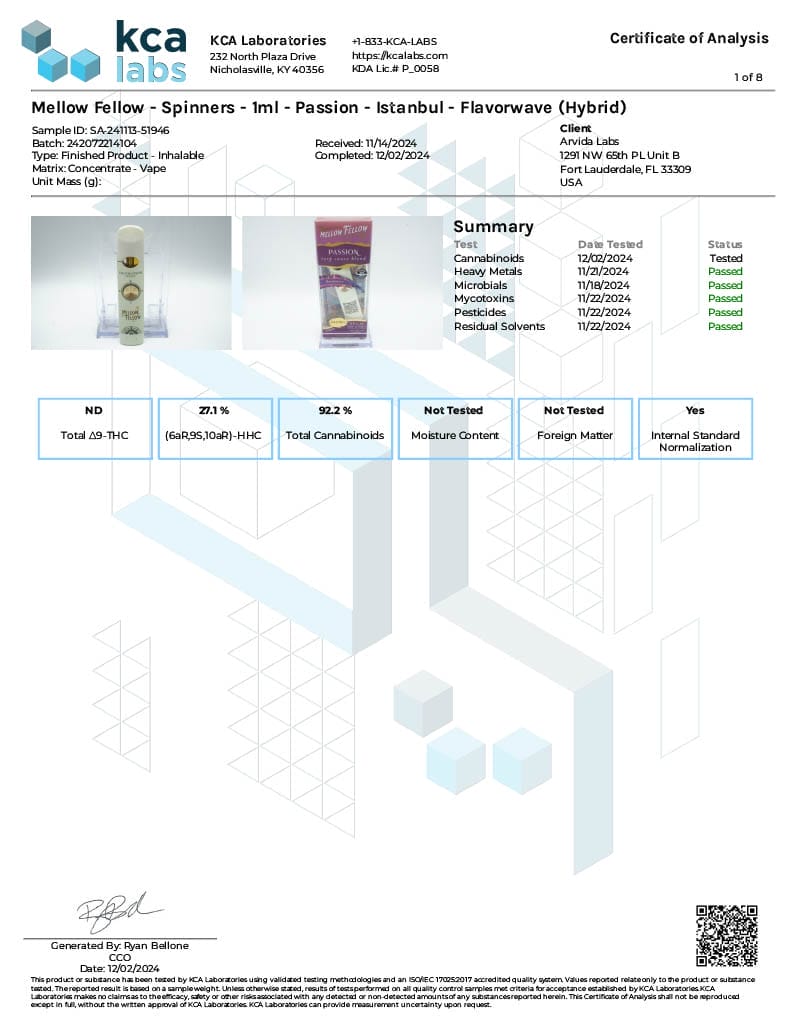 Lab Test Report - Page 5 for Flavorwave Terp Sauce THC Vape - Heavy Metals Test