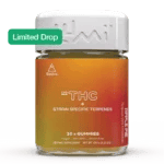 Front of Apple Pie THC Gummies package featuring warm apple pie-inspired artwork with sleek, modern design