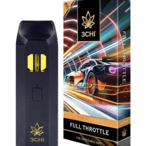 Front of True Strains Full Throttle THC Vape package featuring sleek, modern design with high-energy, speed-inspired artwork