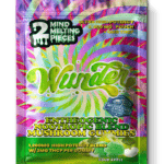 Front of 2ct Sour Apple Mushroom Gummies with THCp package featuring vibrant sour apple-inspired artwork with sleek, modern design