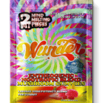 Front of 2ct High Potency Strawnana Mushroom Gummies package featuring vibrant strawberry and banana-inspired artwork with sleek, modern design