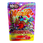 Front of High Potency Strawnana Mushroom Gummies package featuring vibrant strawberry and banana-inspired artwork with sleek, modern design