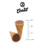 Milk Chocolate THC Ice Cream Cones arranged on a display, showcasing their crisp waffle cone and smooth chocolate coating