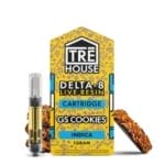 Front of Live Resin GS Cookies THC Cartridge package with the cartridge displayed next to it, featuring sleek design and strain-inspired artwork